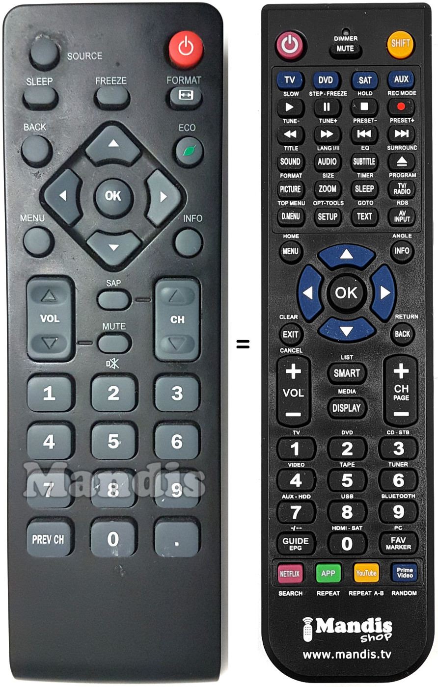 Mando a distancia equivalente Emerson EME003