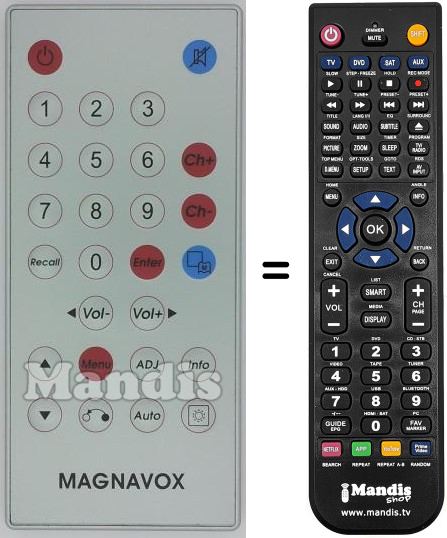 Replacement remote control Magnavox drmct007t8