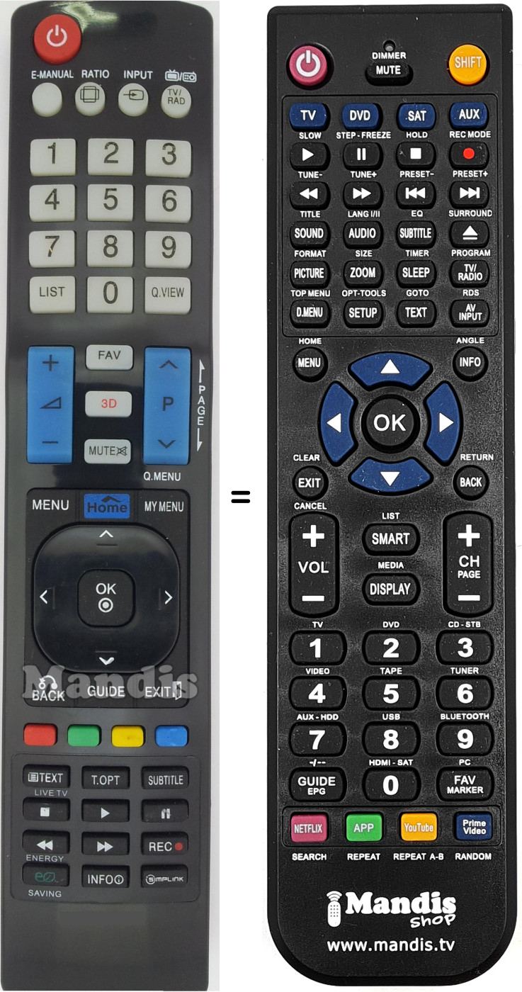 Mando a distancia equivalente LG AKB73615309