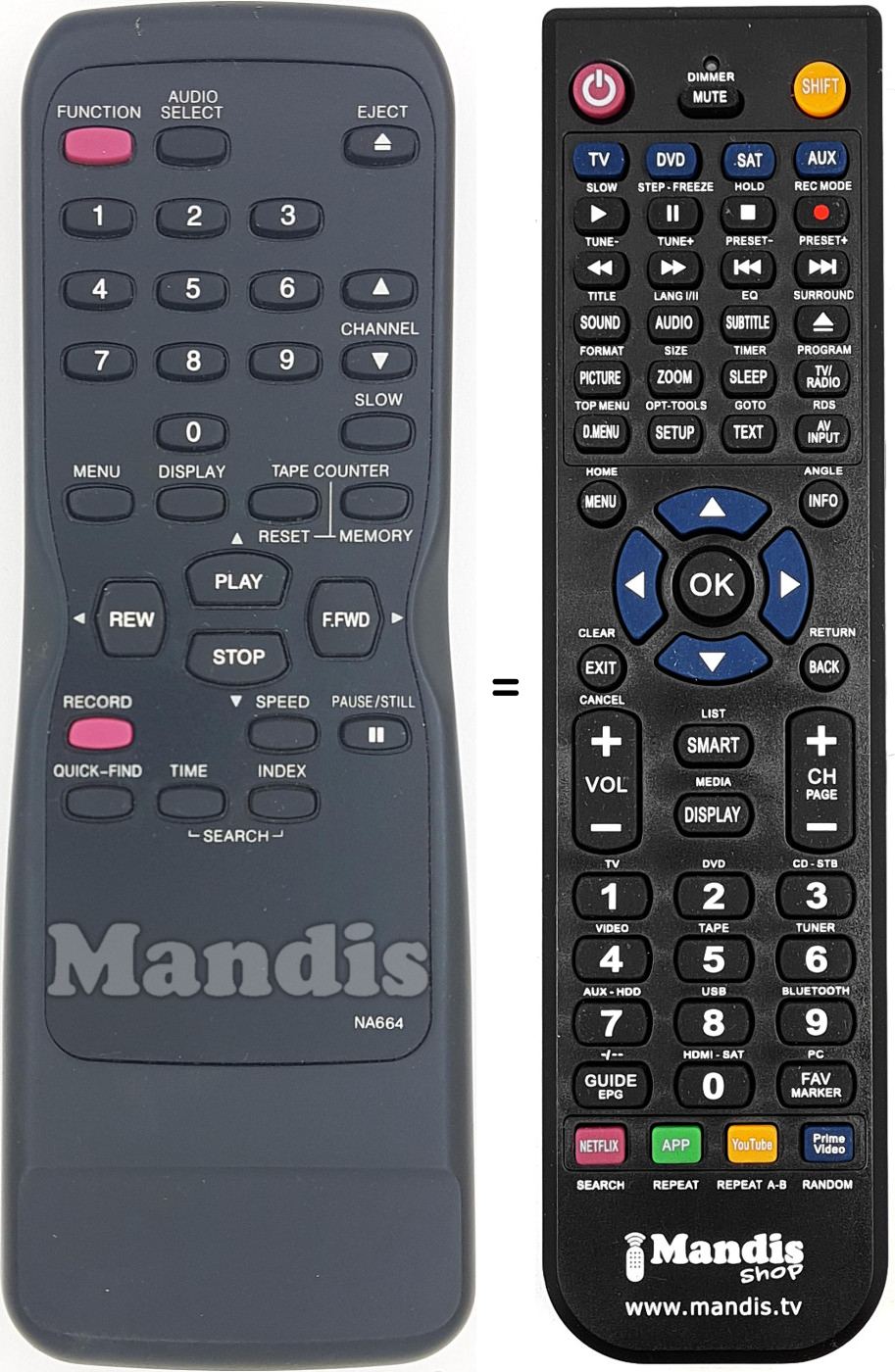 Mando a distancia equivalente NA664