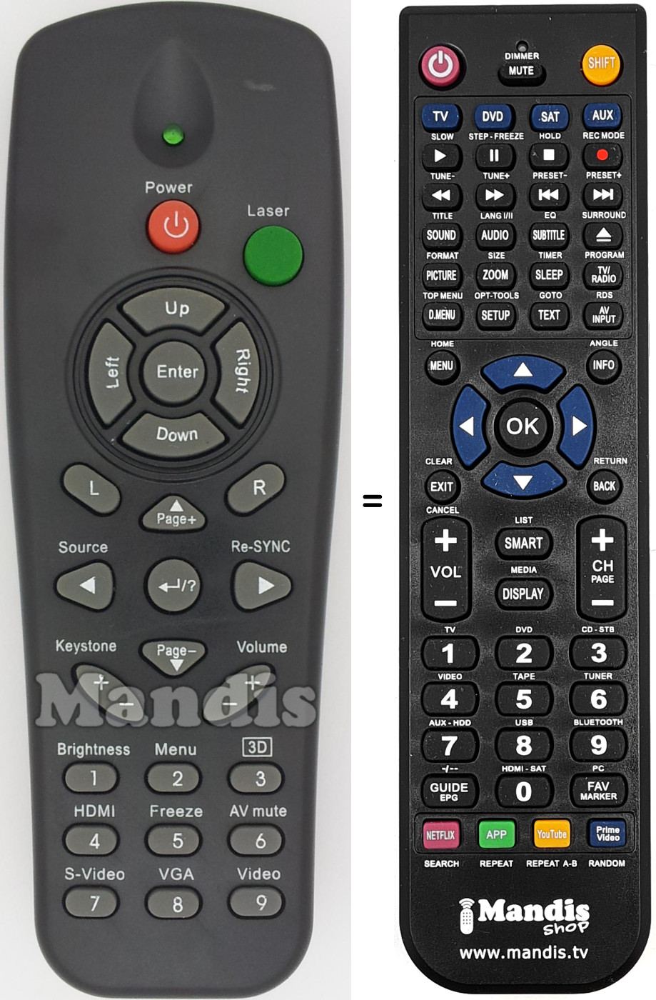 Replacement remote control Optoma007
