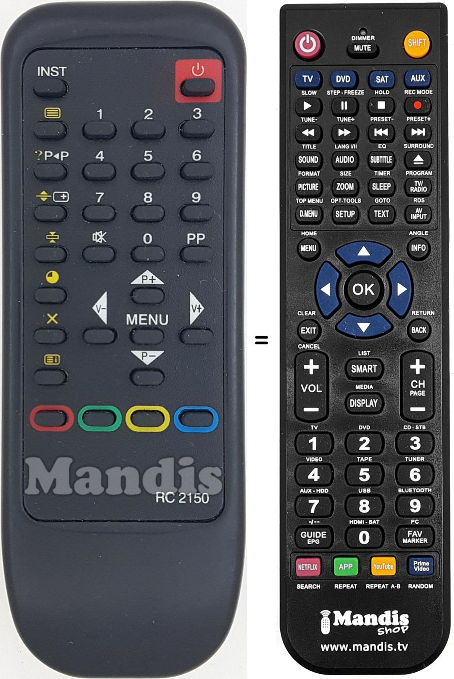 Mando a distancia equivalente RC2150