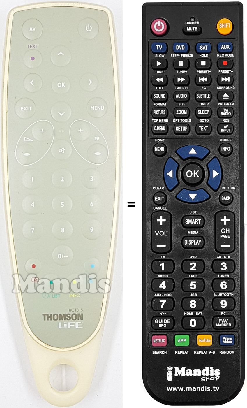Replacement remote control RCT 315