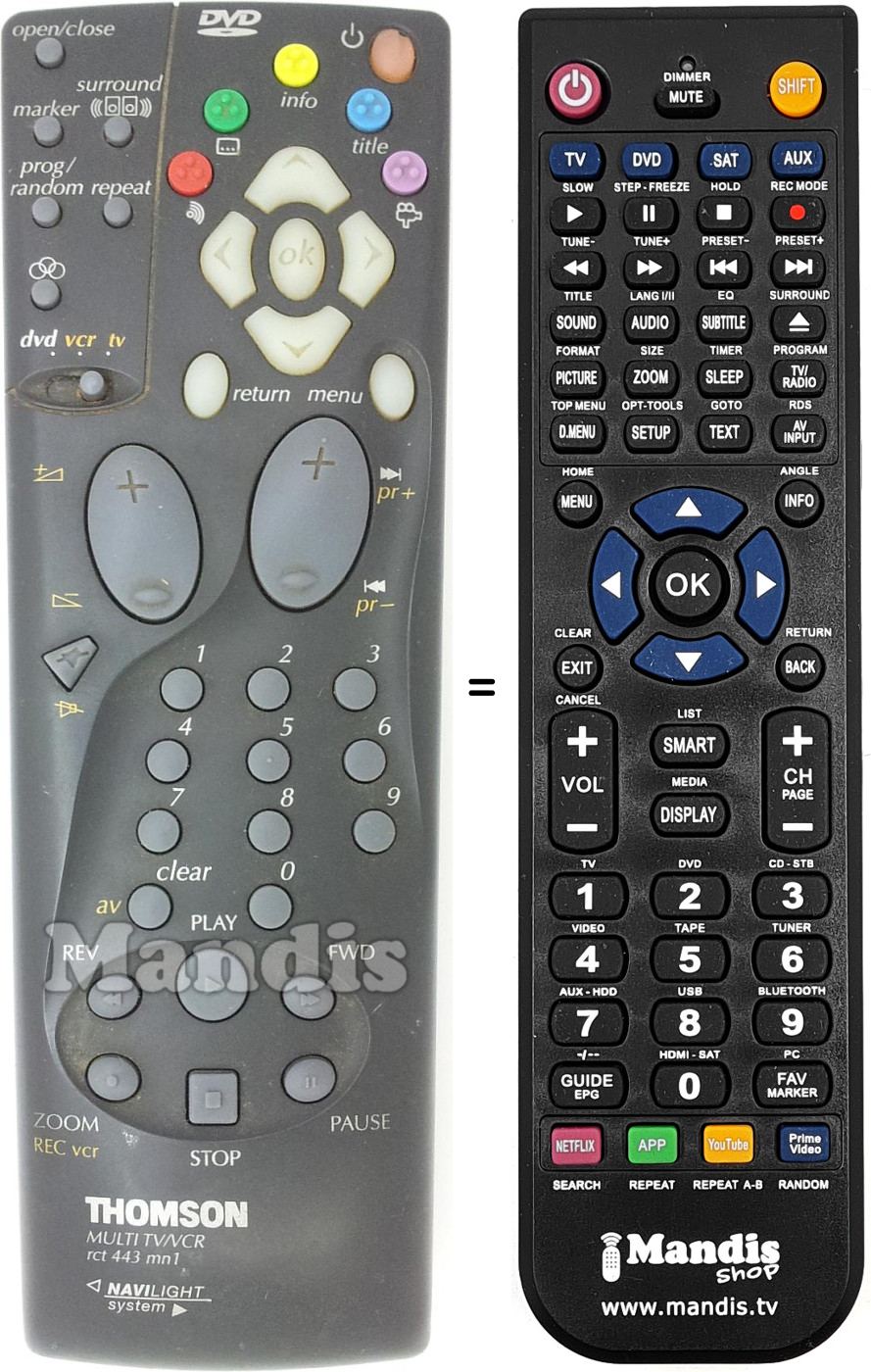 Replacement remote control RCT443MN1