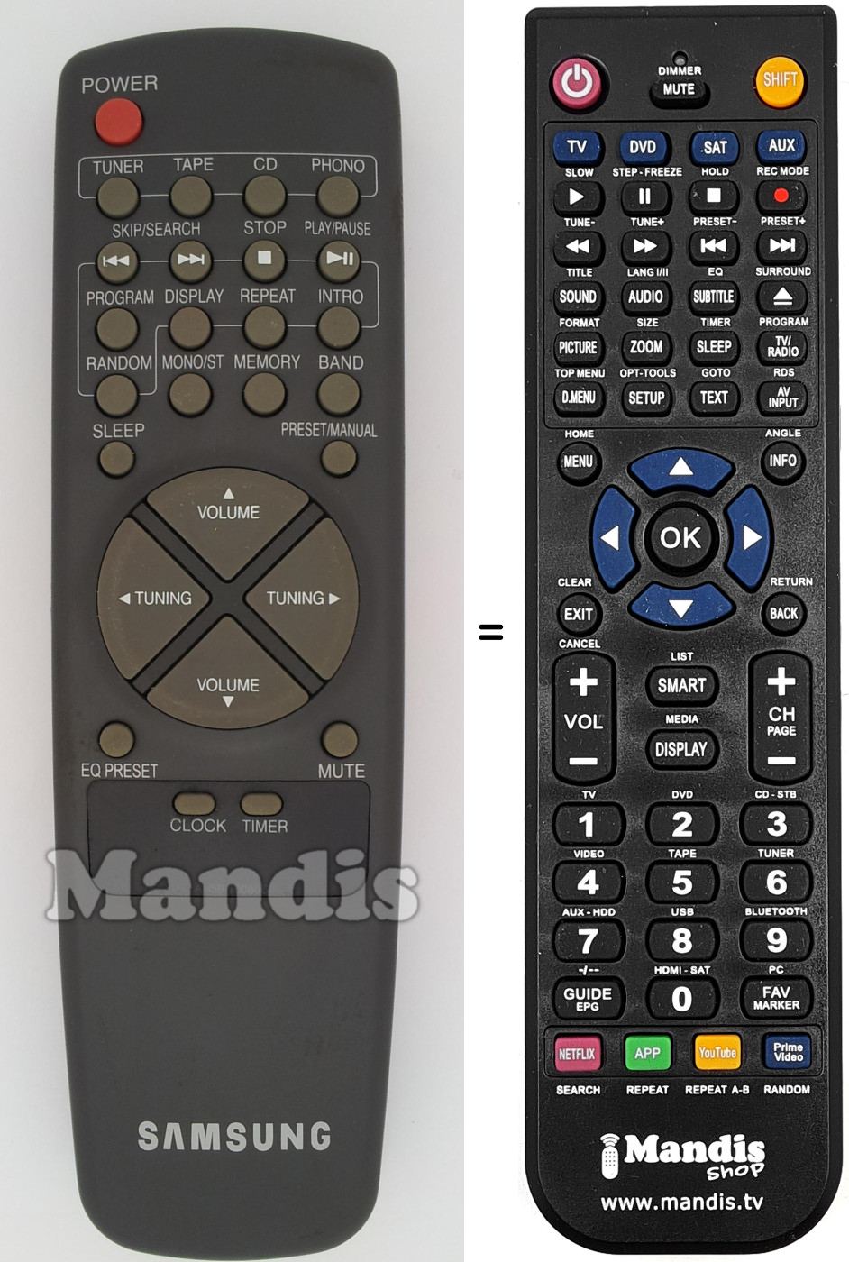 Mando a distancia equivalente REMCON1458