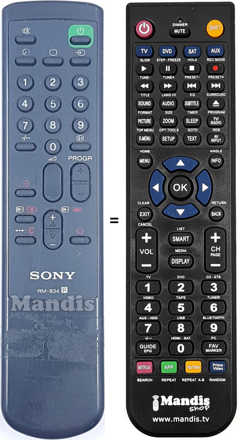 Mando a distancia equivalente RM 834