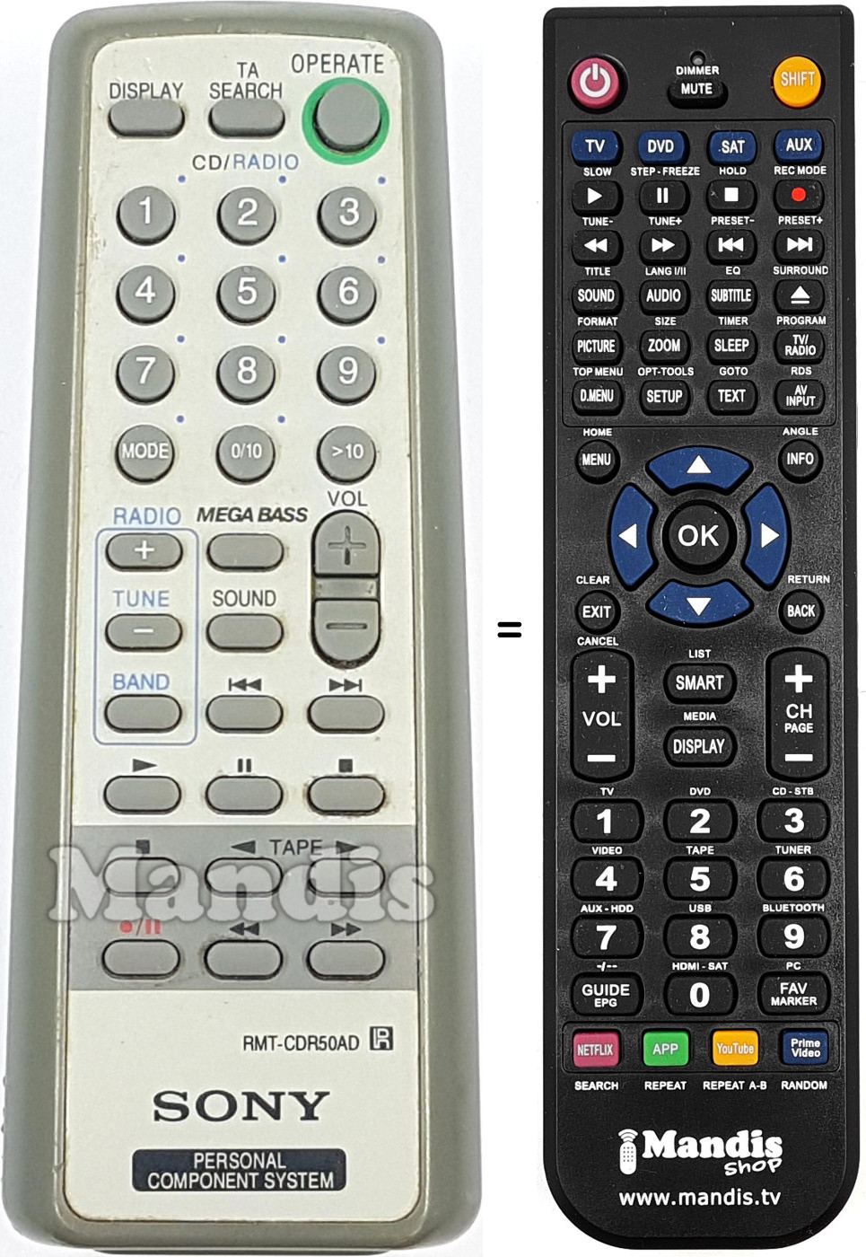 Mando a distancia equivalente RMT-CDR50AD