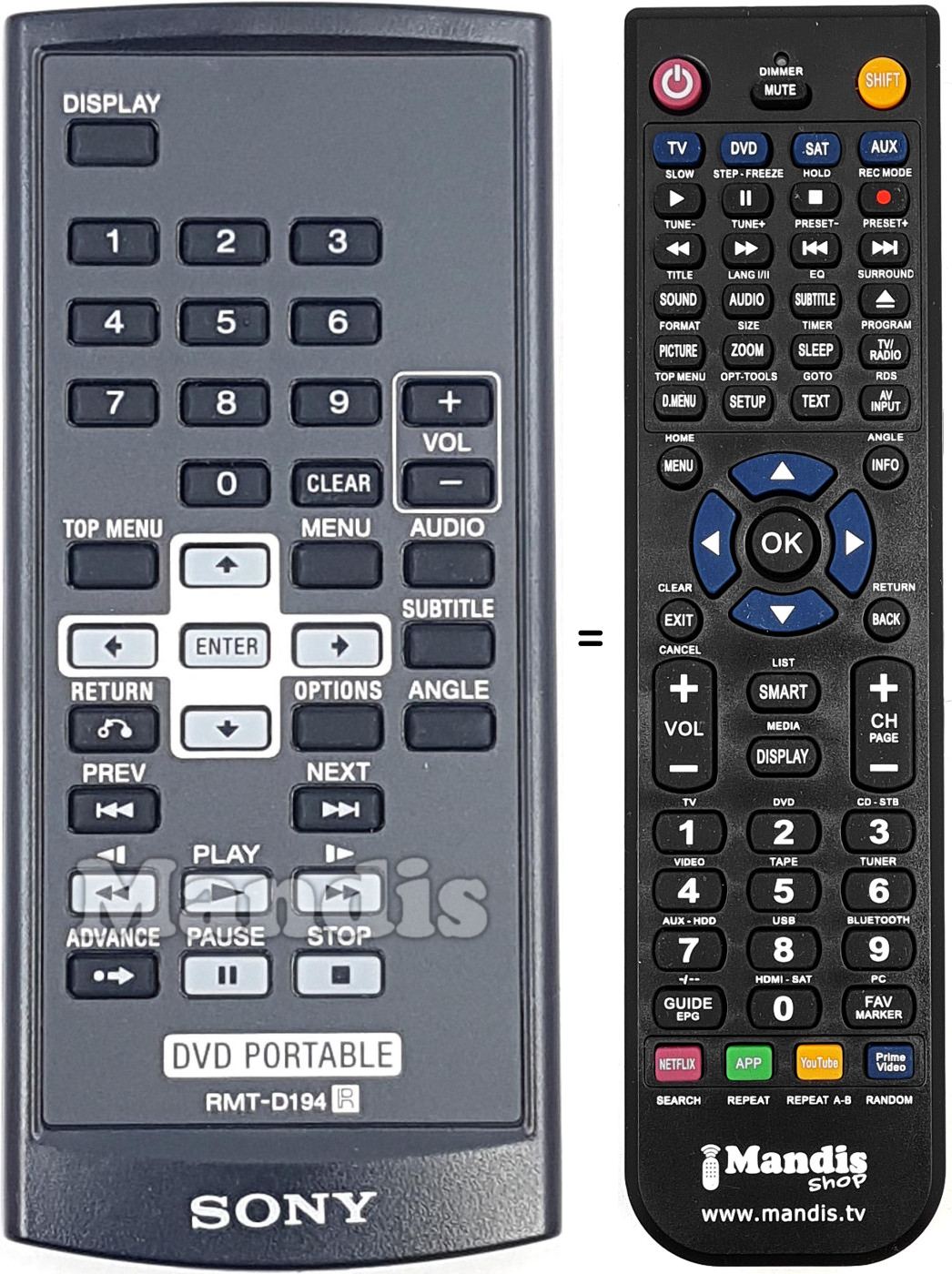 Mando a distancia equivalente RMT-D194
