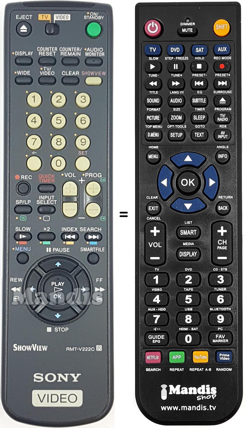 Mando a distancia equivalente RMT-V222C