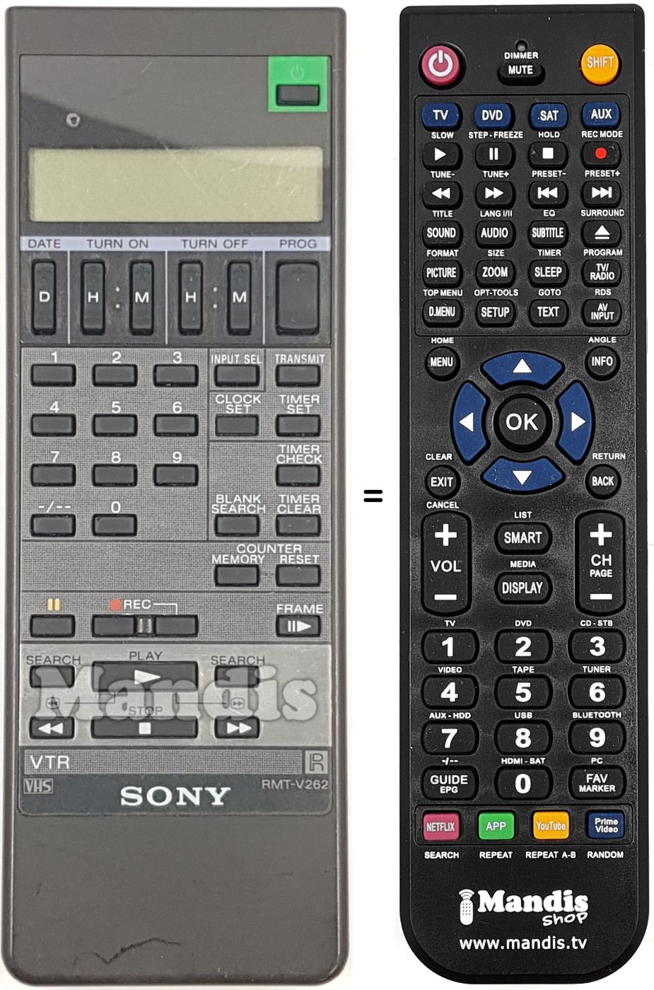 Mando a distancia equivalente RMT-V262