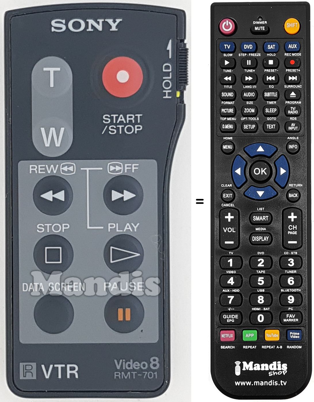 Mando a distancia equivalente RMT-701
