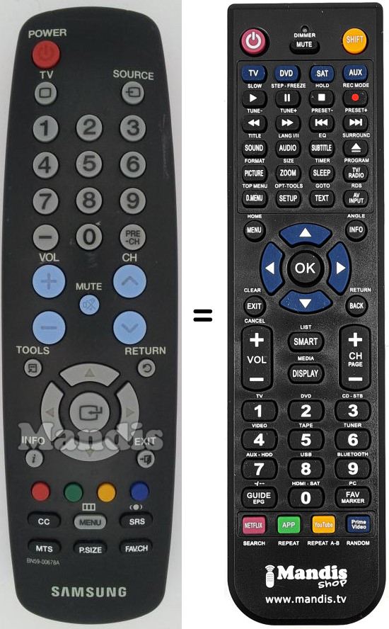 Mando a distancia equivalente Samsung BN59-00678 A