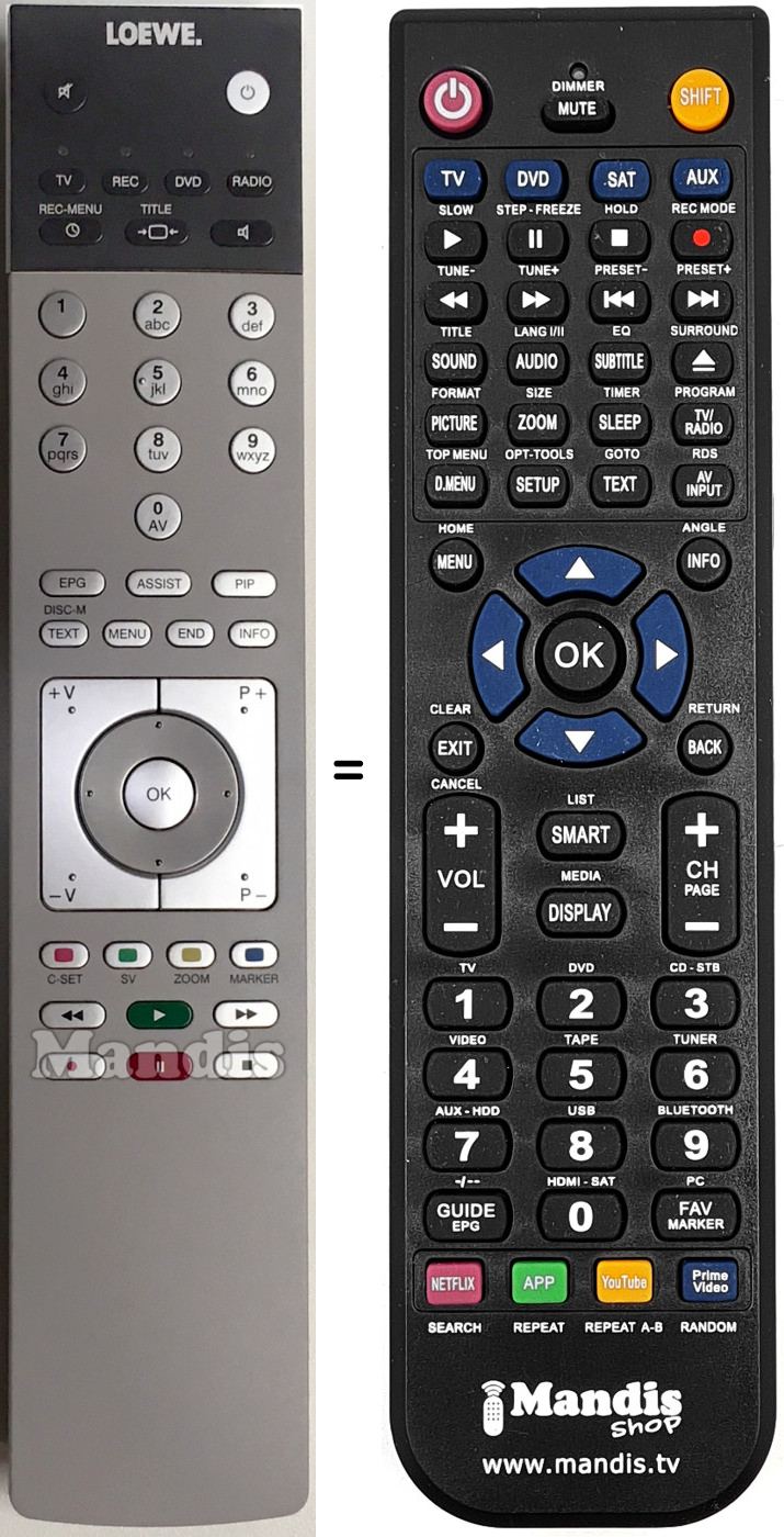 Replacement remote control LOEWE OPTA ASSIST 2
