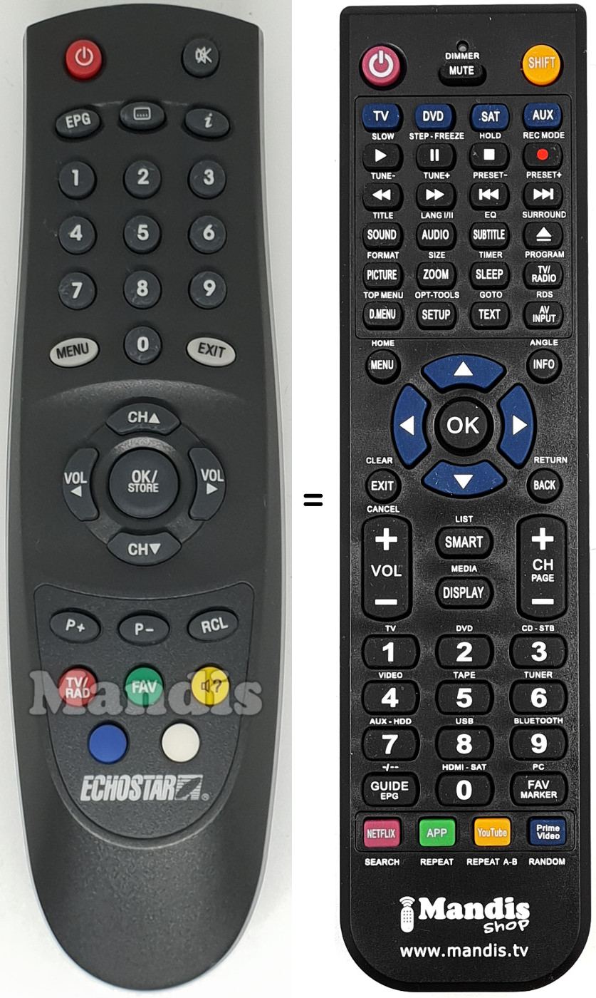Mando a distancia equivalente Echostar003