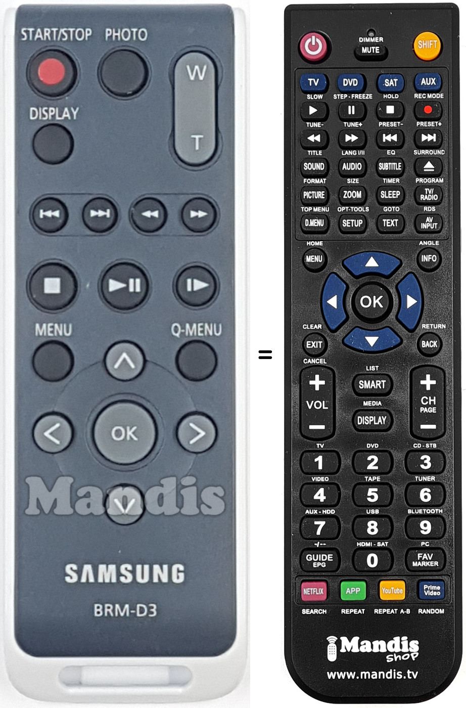 Replacement remote control BRMD3