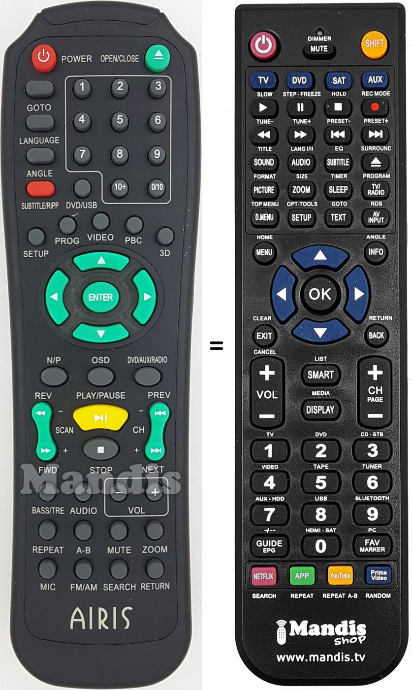 Comandament a distància equivalent Airis013