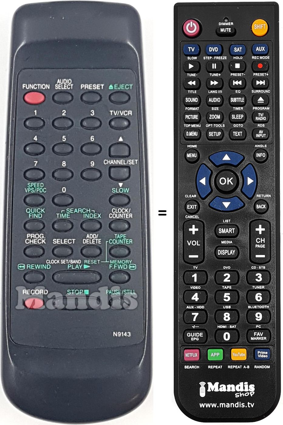 Mando a distancia equivalente Funai N9143