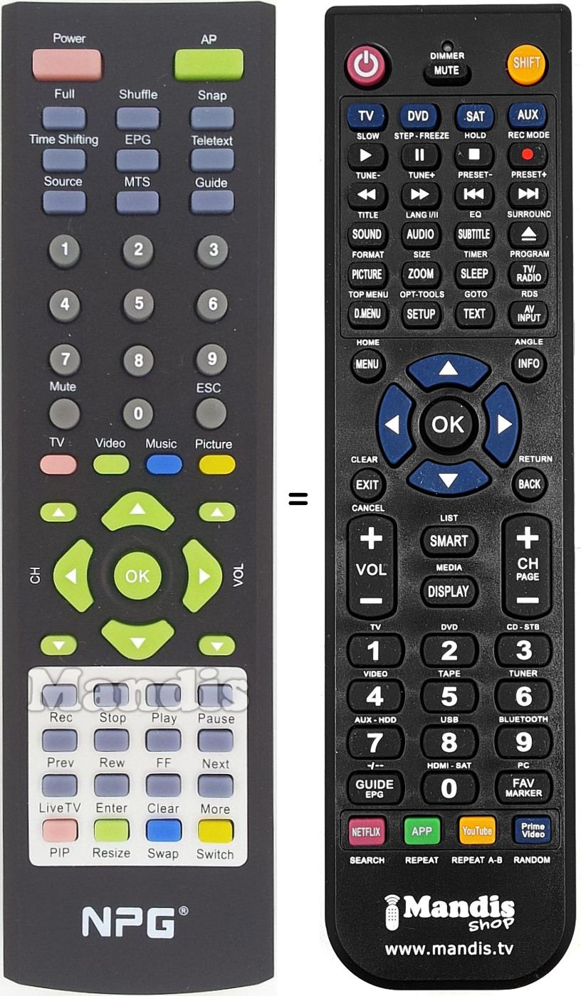 Mando a distancia equivalente NPG012