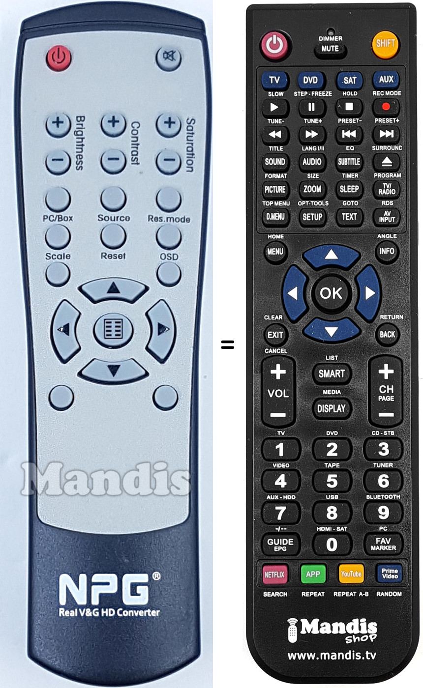 Mando a distancia equivalente NPG017