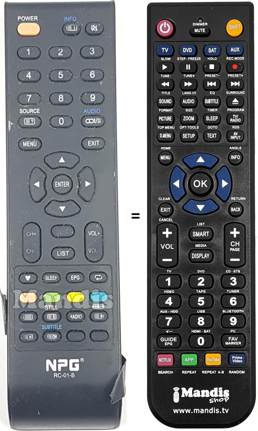 Mando a distancia equivalente RC-01 B