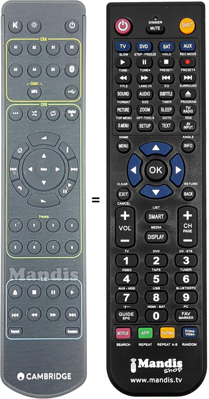 Mando a distancia equivalente RC-CXA61