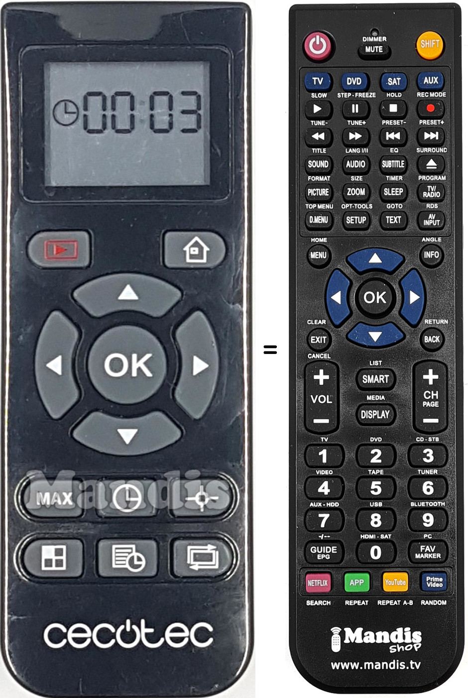 Mando a distancia equivalente REMCON1870
