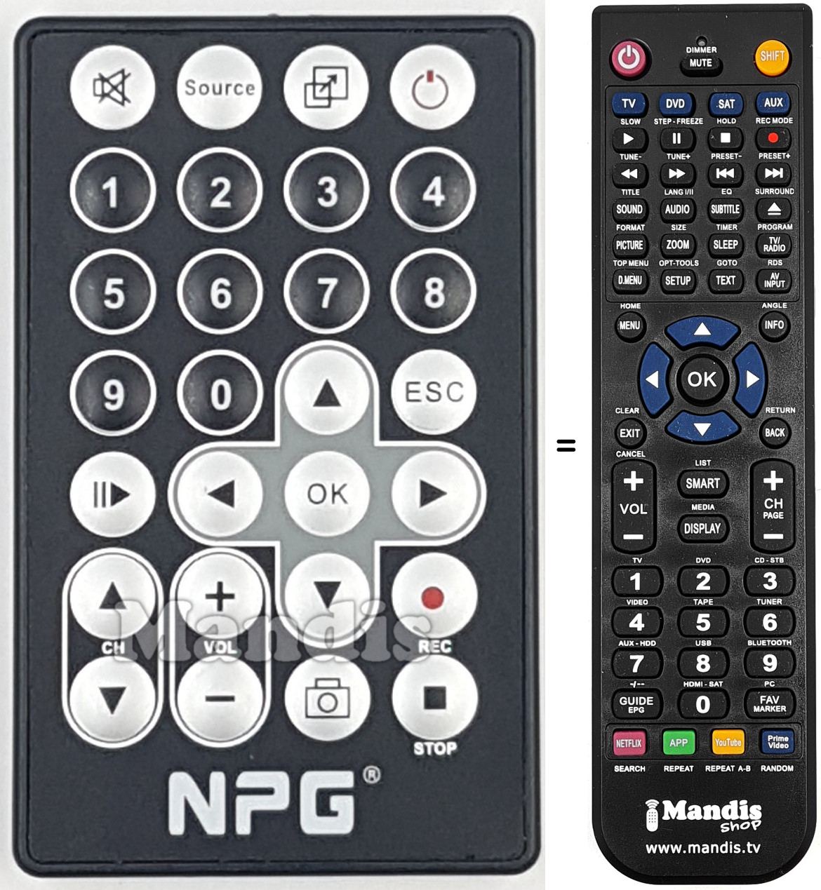 Mando a distancia equivalente REMCON1871