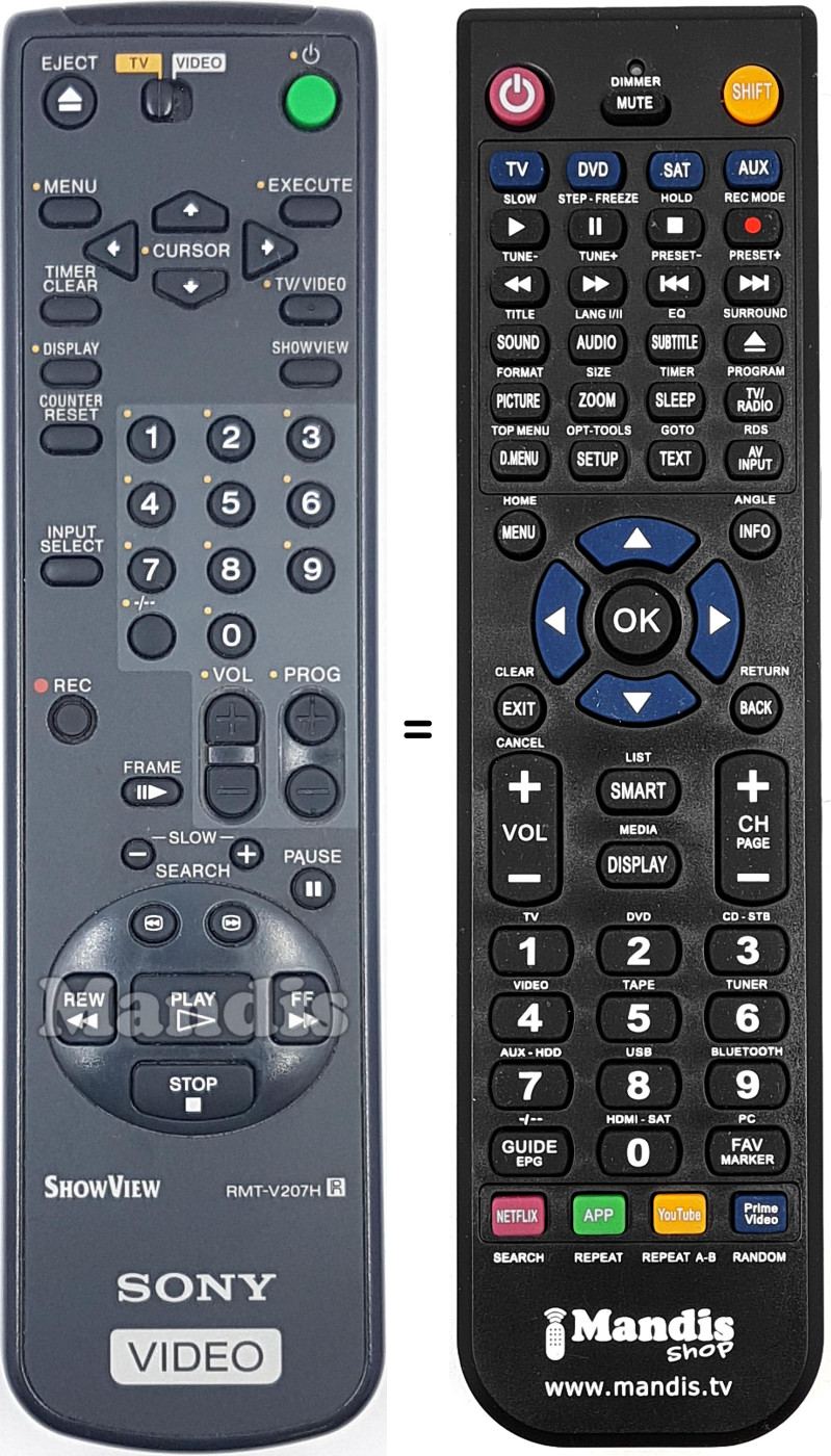 Mando a distancia equivalente RMT-V207H