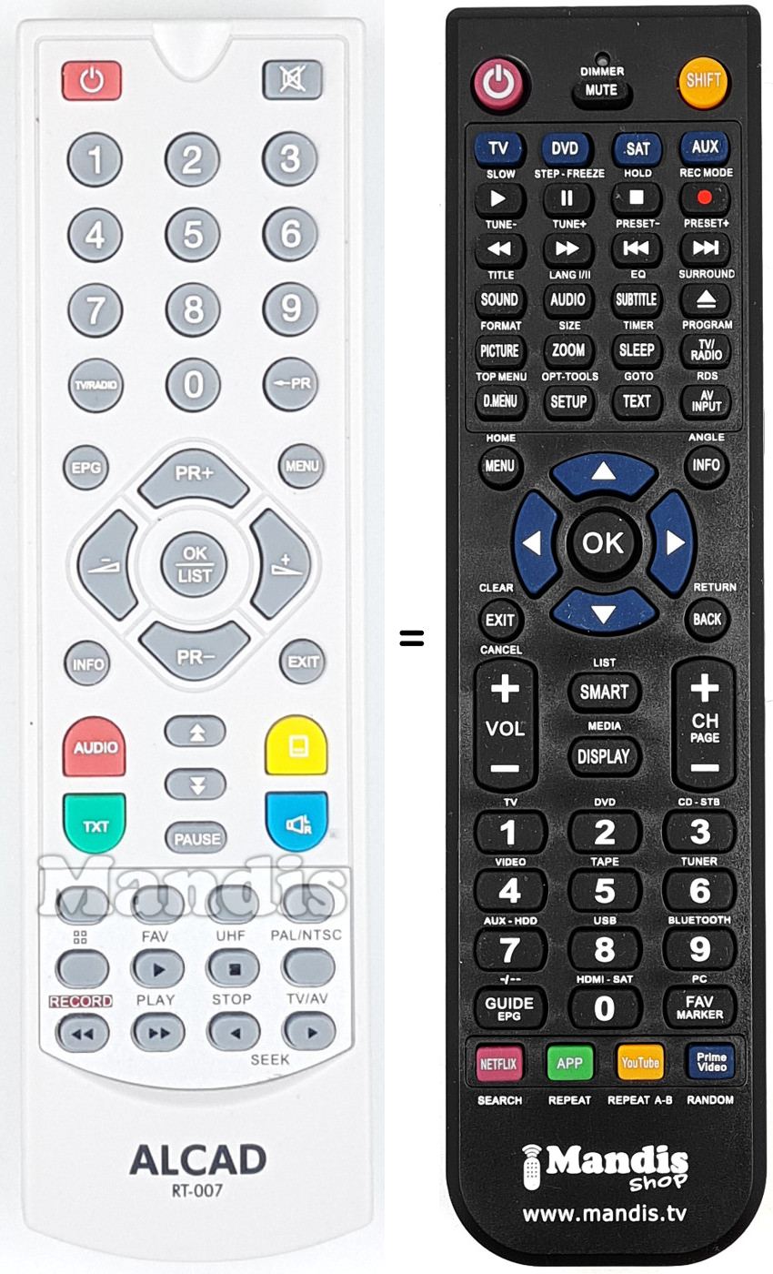 Mando a distancia equivalente RT-007