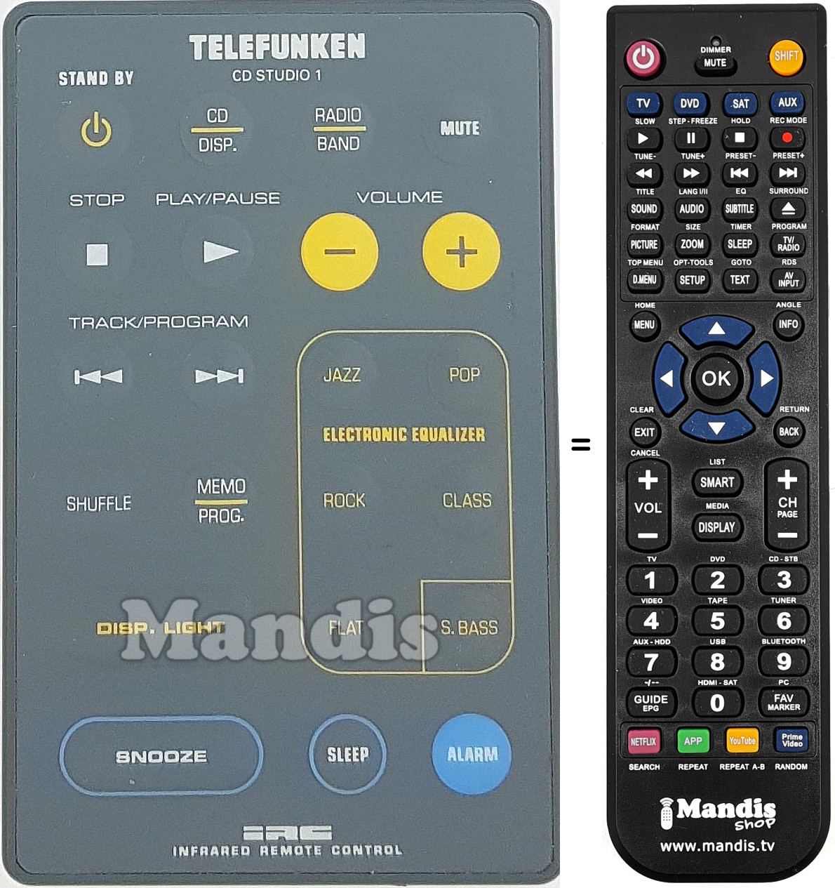 Replacement remote control TELEFUNKEN002