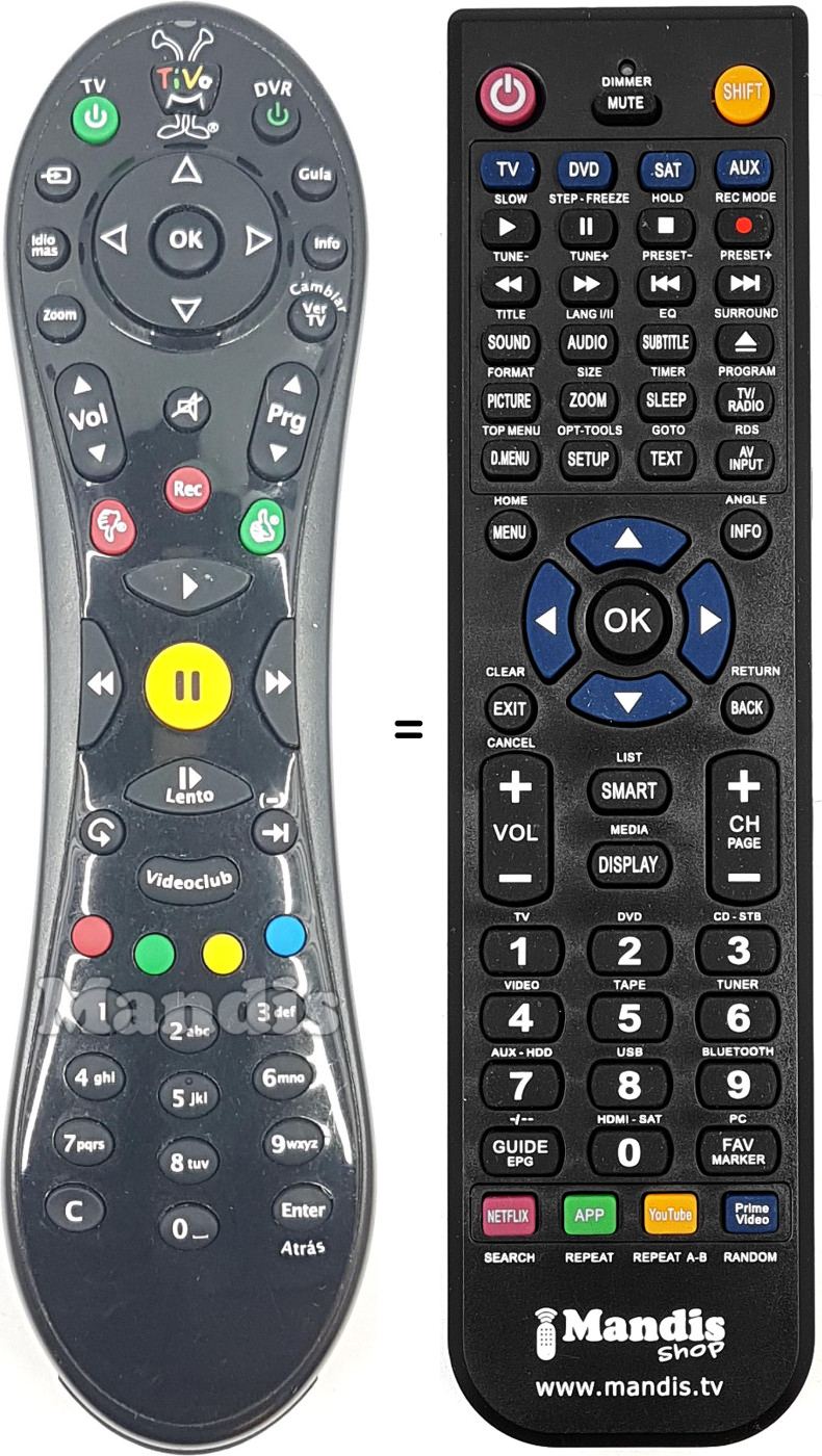 Mando a distancia equivalente TIVO001
