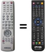 Mando a distancia equivalente Samsung DVD-HR721