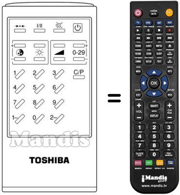 Mando a distancia equivalente Toshiba 163 F 5 W