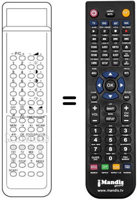 Mando a distancia equivalente Audiosonic KT 8875