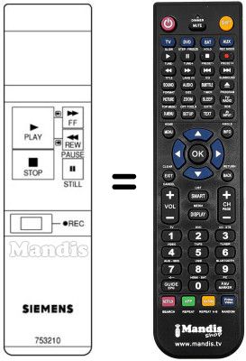 Replacement remote control 753210