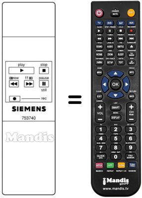 Replacement remote control 753740