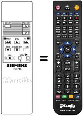 Replacement remote control 753748