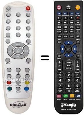 Mando a distancia equivalente DIGIQUEST EASY SCART T5 (ver. 2)