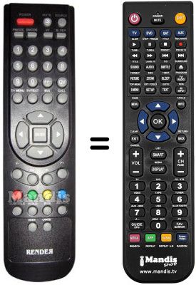 Comandament a dist&agrave;ncia equivalent Render ELISEO 19B