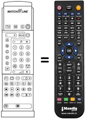 Comandament a distància equivalent PYE MATCH LINE 29 PT 910 B Comandament a distància equivalent PYE MATCH LINE 29 PT 910 B