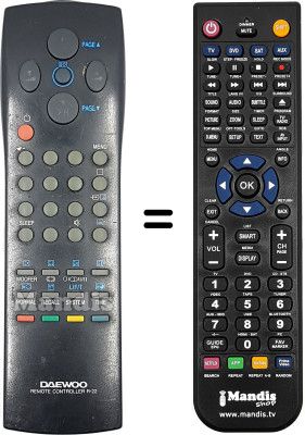 Mando a distancia equivalente Daewoo DTC 29G1 Mando a distancia equivalente Daewoo DTC 29G1