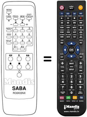 Comandament a distància equivalent RC 6X03 NX
