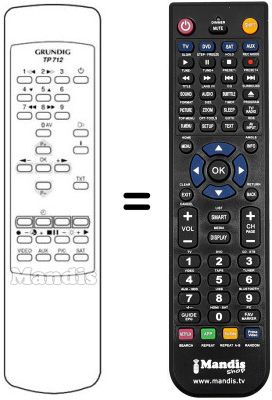Replacement remote control Grundig ST 63-725 / 8 TXT