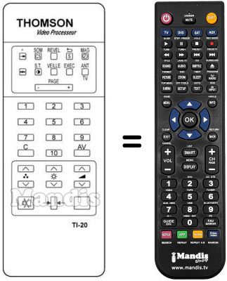Mando a distancia equivalente TI 20 Mando a distancia equivalente TI 20