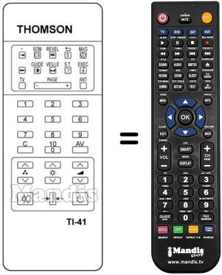 Comandament a distància equivalent TI 41 Comandament a distància equivalent TI 41