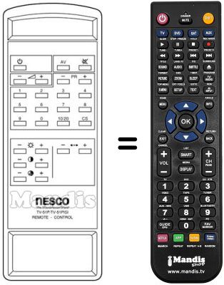 Replacement remote control TV-51P / TV-51P(S)