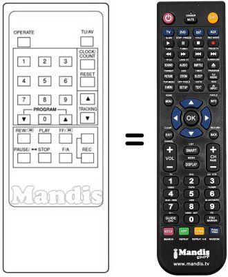 Replacement remote control Panorama VCR 97