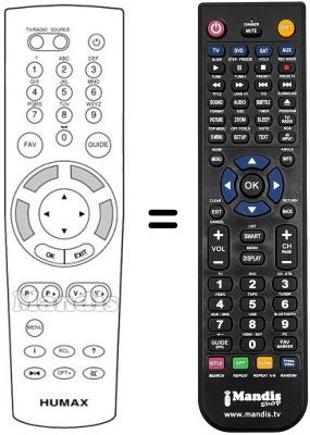 Mando a distancia equivalente Humax IR-FOX
