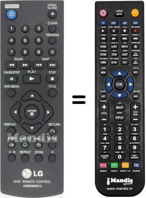 Replacement remote control LG DVX 682