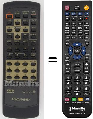 Replacement remote control Pioneer DV 525